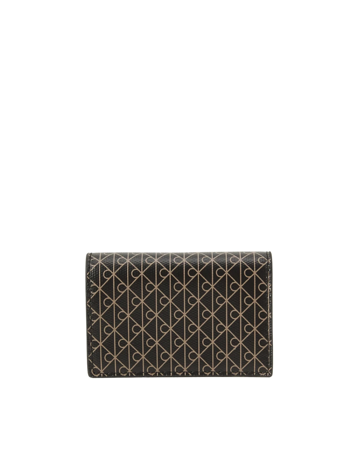 Calvin Klein Allover Monogram Logo Accordion Card Case 4F1083G2XA front view - unisex slim monogram card case in black, available in Sri Lanka at Timevault.lk