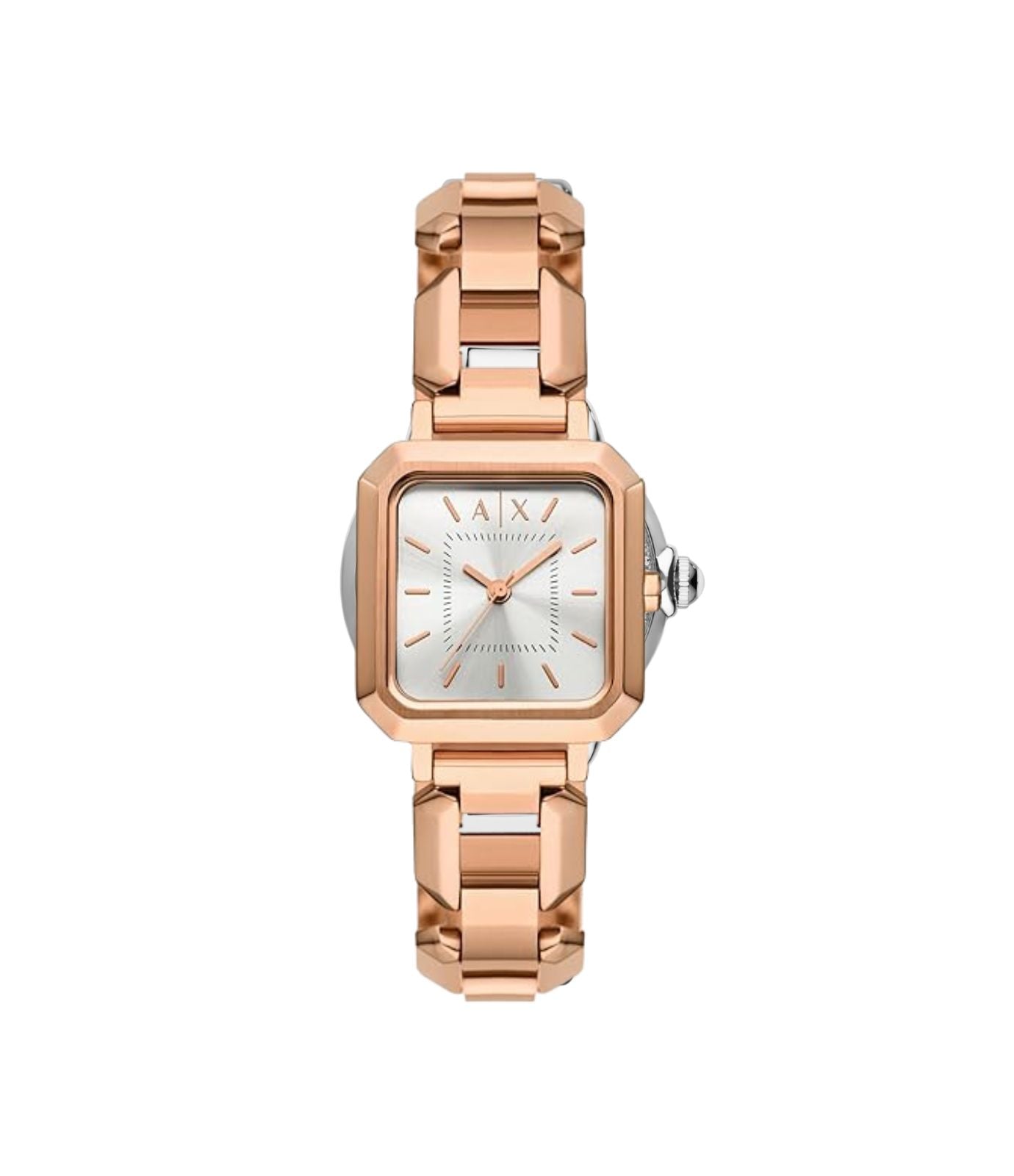 Armani Exchange Leila Three-Hand Rose Gold-Tone Watch with Necklace
