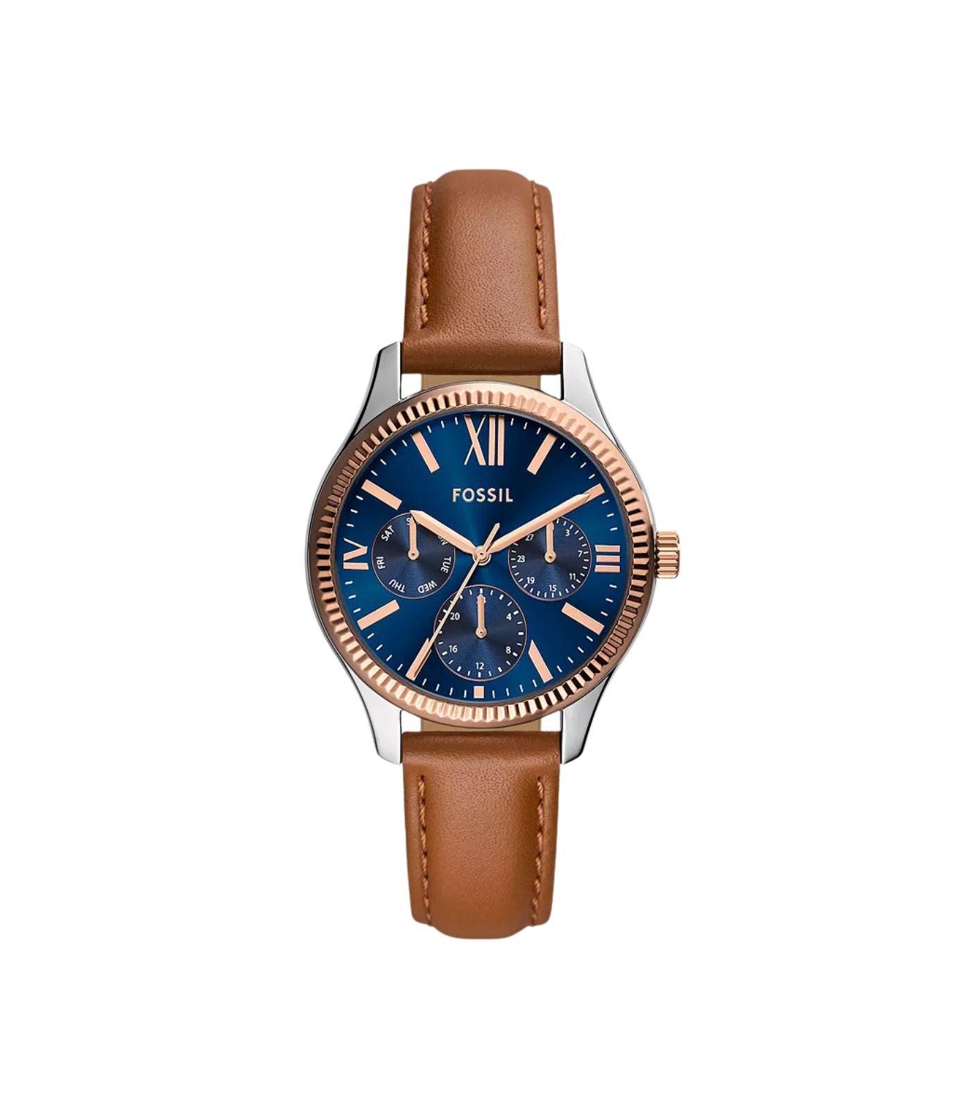 Fossil Rye Multifunction Brown Leather Watch