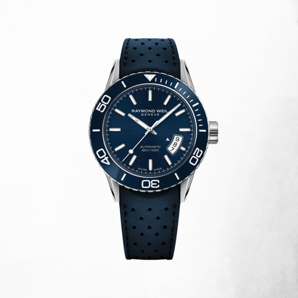 Raymond Weil Freelancer Mens Ceramic Blue Diver Automatic Watch