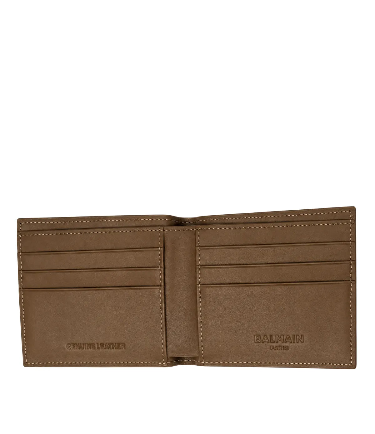 Balmain Pebbled Leather Bifold Wallet in brown front view - men's brown Balmain wallet, available in Sri Lanka at Time Vault