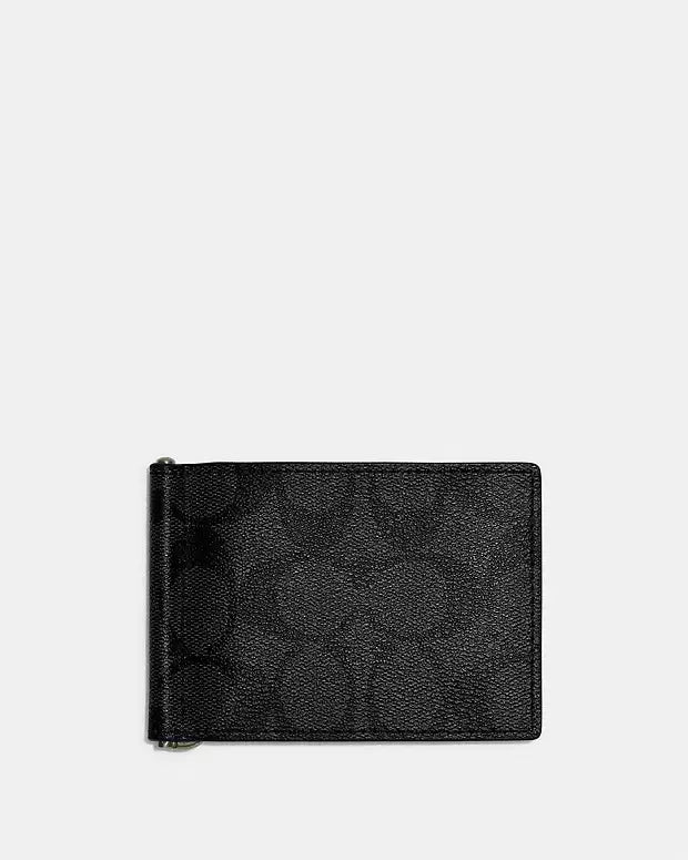 Slim Money Clip Billfold Wallet In Signature Canvas