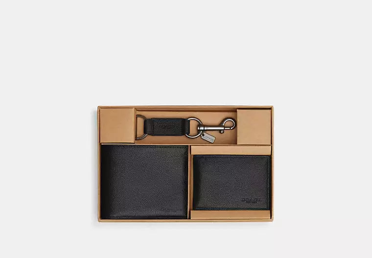 Boxed 3 In 1 Wallet Gift Set In Signature Canvas