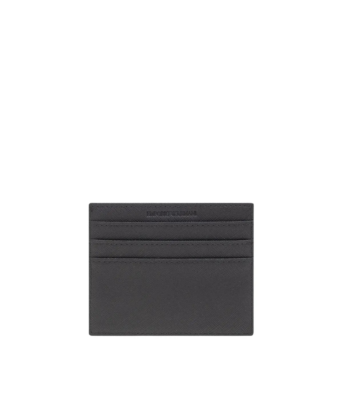 Back view of the Emporio Armani card holder Y4R237-Y138E-81072 showing the black 100% canvas finish