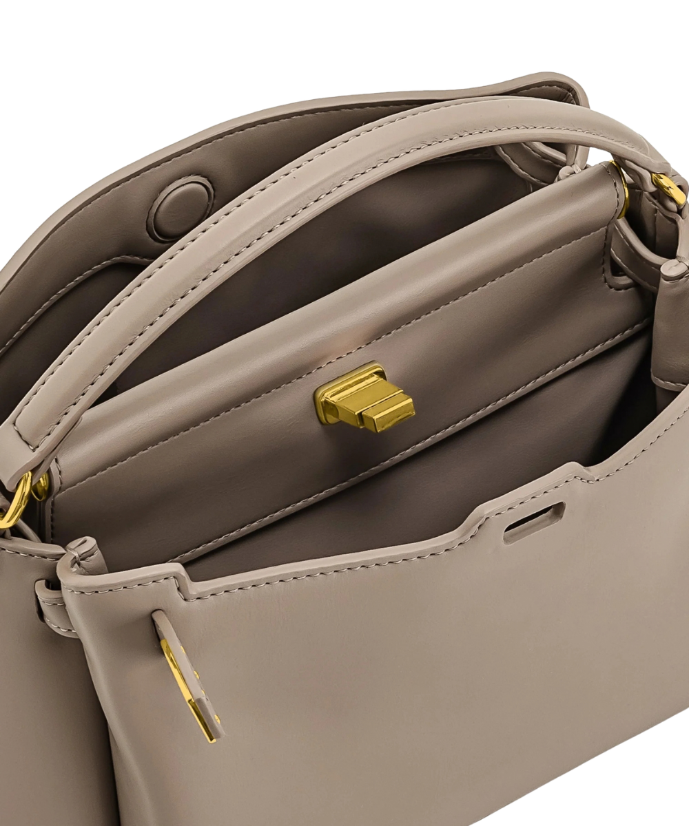 Interior view of the JW PEI Carmen bag in apricot, showing the lining and interior construction
