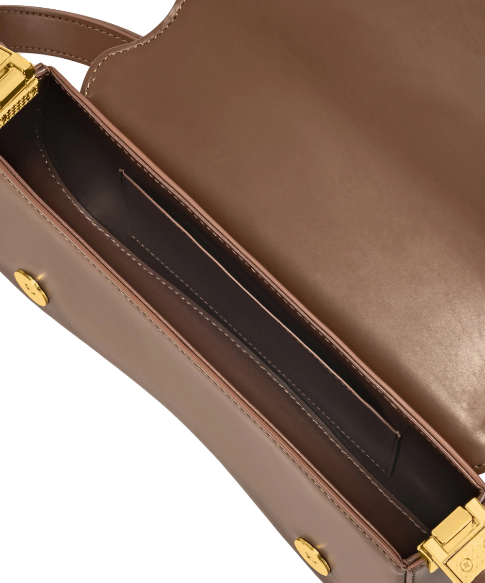 Interior view of the JW PEI Joy bag in brown, showing the lining and 1 interior pocket