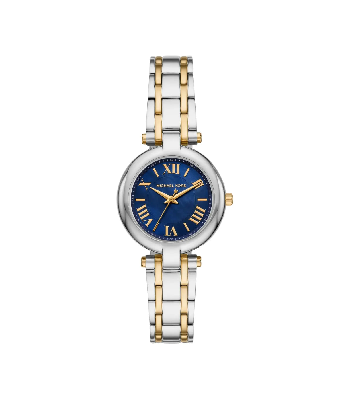 Laney 38mm Two-Tone Watch MK01085 front view - women's Michael Kors watch with navy dial and silver and gold finish, available in Sri Lanka at Time Vault