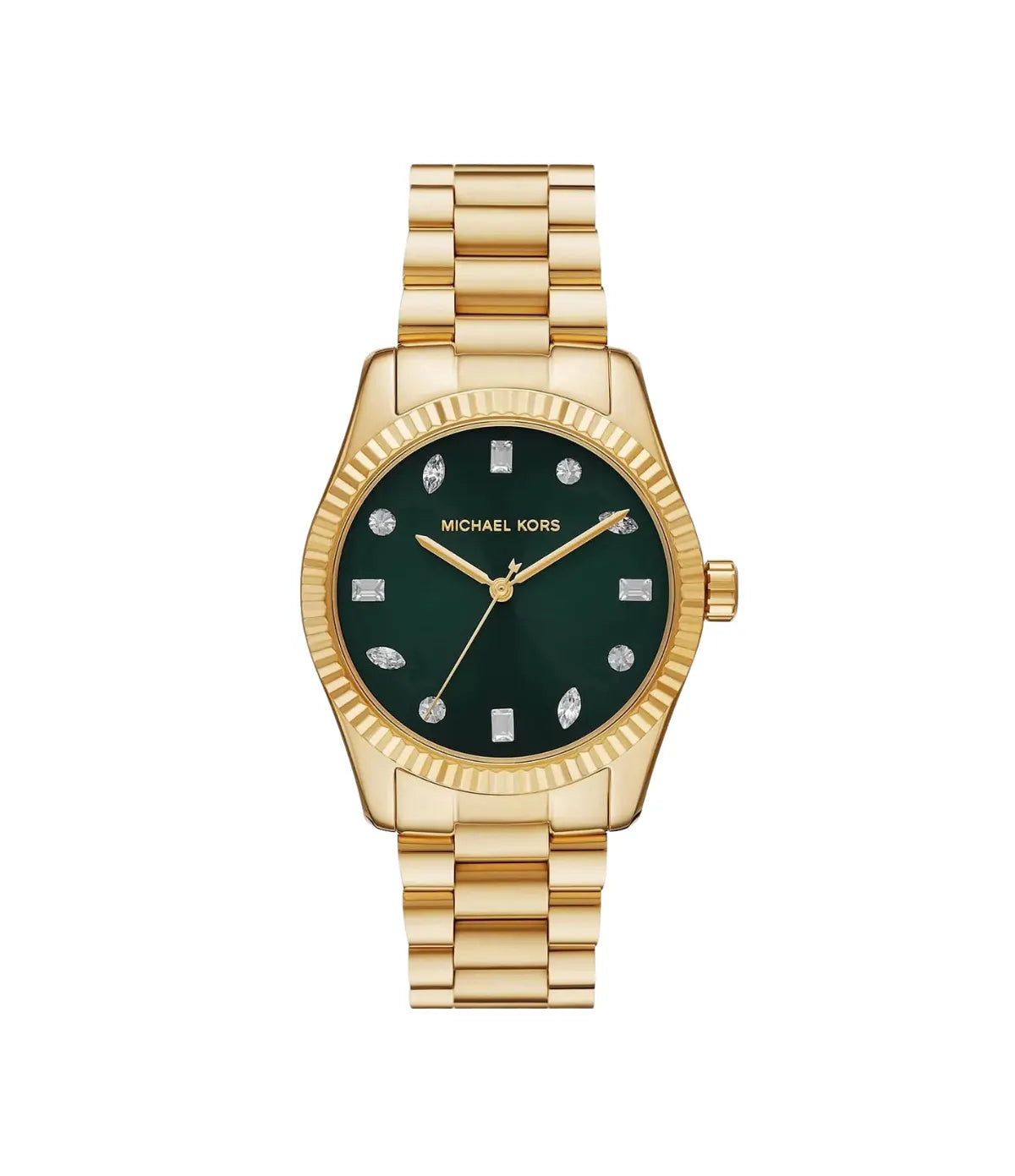 Lexington Pavé 38mm Gold-Tone Watch MK7449 front view - women's Michael Kors watch with gold dial and gold finish, available in Sri Lanka at Time Vault
