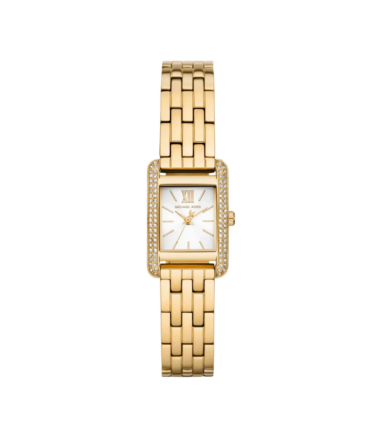 Mini Monroe Pavé 20mm Gold-Tone Watch MK01034 front view - women's Michael Kors watch with white dial and gold finish, available in Sri Lanka at Time Vault