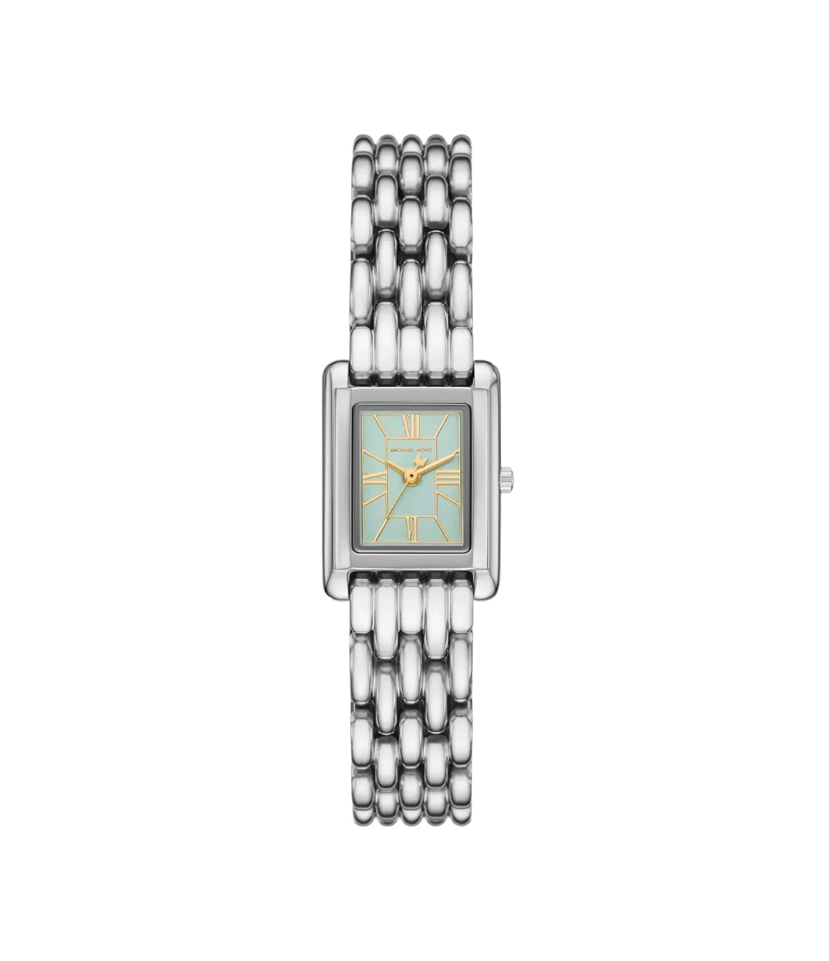 Petite Essex 20x27mm Silver-Tone Watch MK7611 front view - women's Michael Kors watch with pistachio green dial and silver finish, available in Sri Lanka at Time Vault