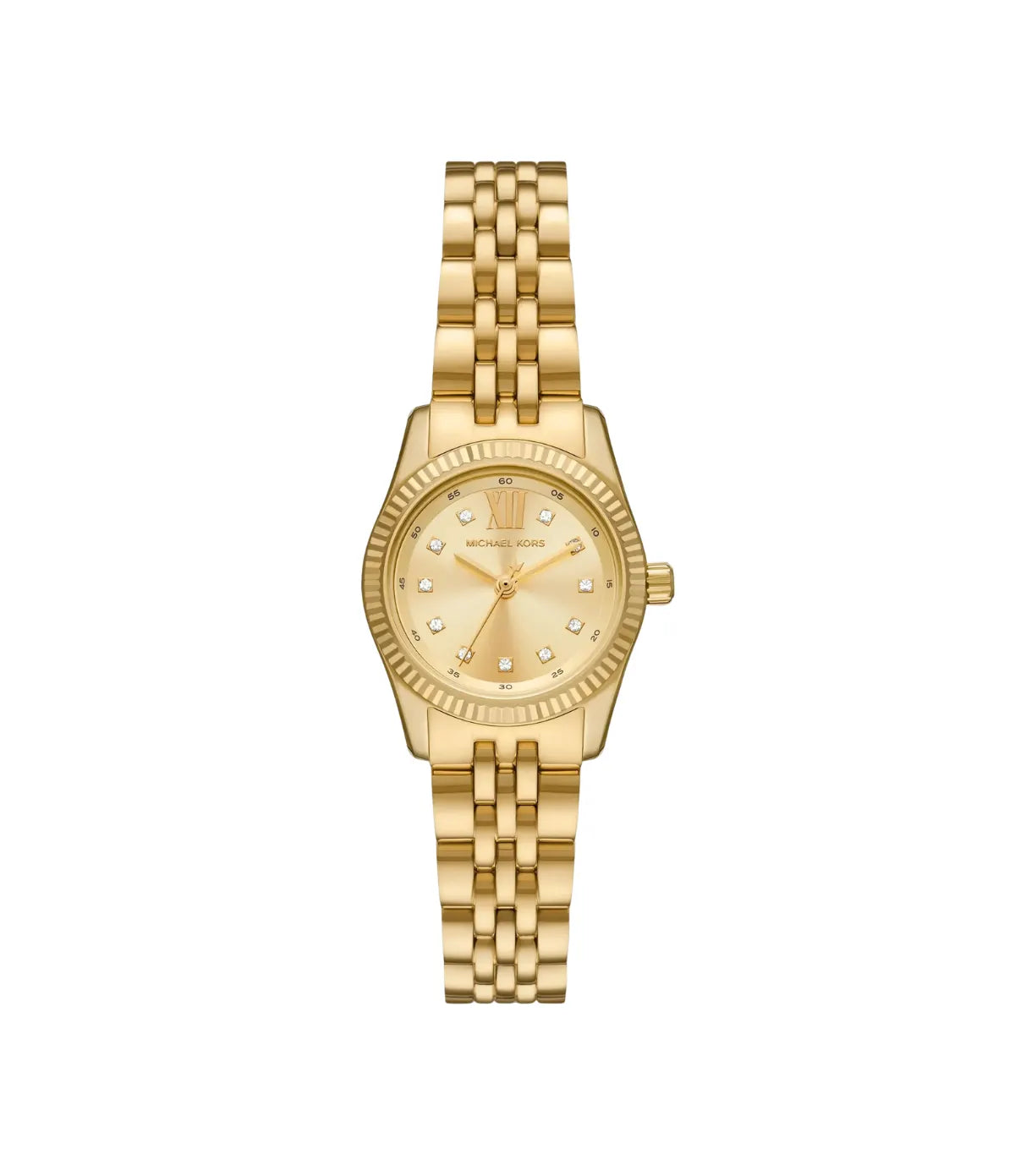 Petite Lexington Pavé 26mm Gold-Tone Watch MK4741 front view - women's Michael Kors watch with green dial and gold finish, available in Sri Lanka at Time Vault