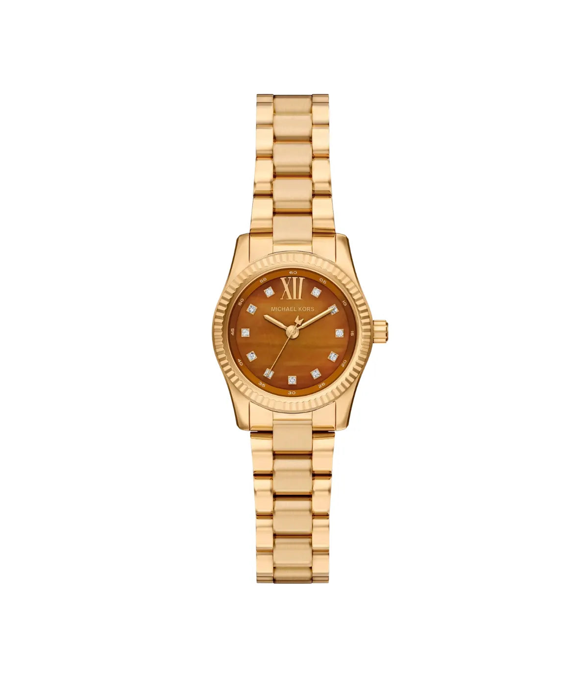 Petite Lexington Pavé 26mm Gold-Tone Watch MK7578 front view - women's Michael Kors watch with green dial and gold finish, available in Sri Lanka at Time Vault