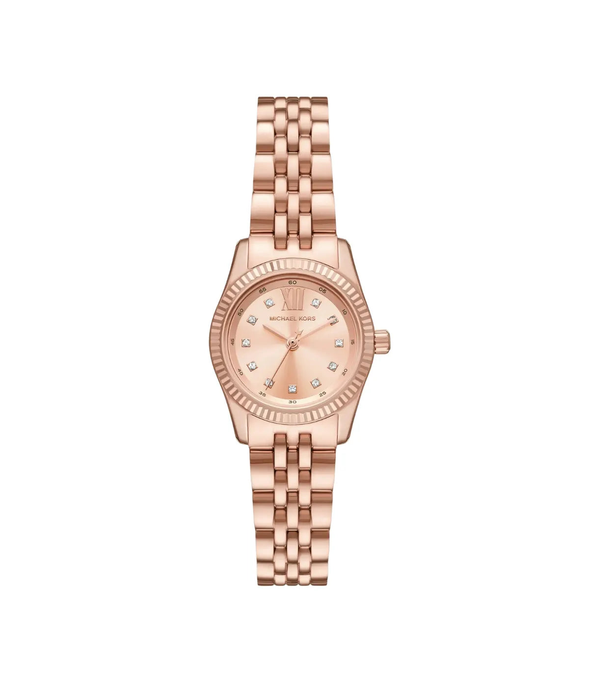 Petite Lexington Pavé 26mm Rose Gold-Tone Watch MK4739 front view - women's Michael Kors watch with pink dial and rose gold finish, available in Sri Lanka at Time Vault
