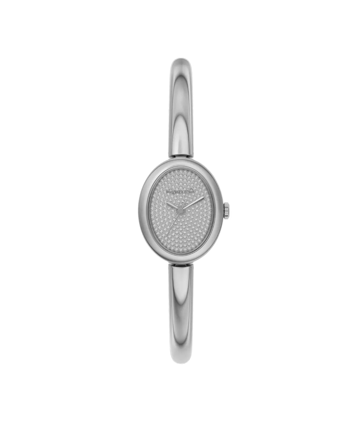 Petite Maude 24mm Rose and Silver-Tone Bangle Watch MK7595 front view - women's Michael Kors watch with silver dial and silver and rose gold finish, available in Sri Lanka at Time Vault