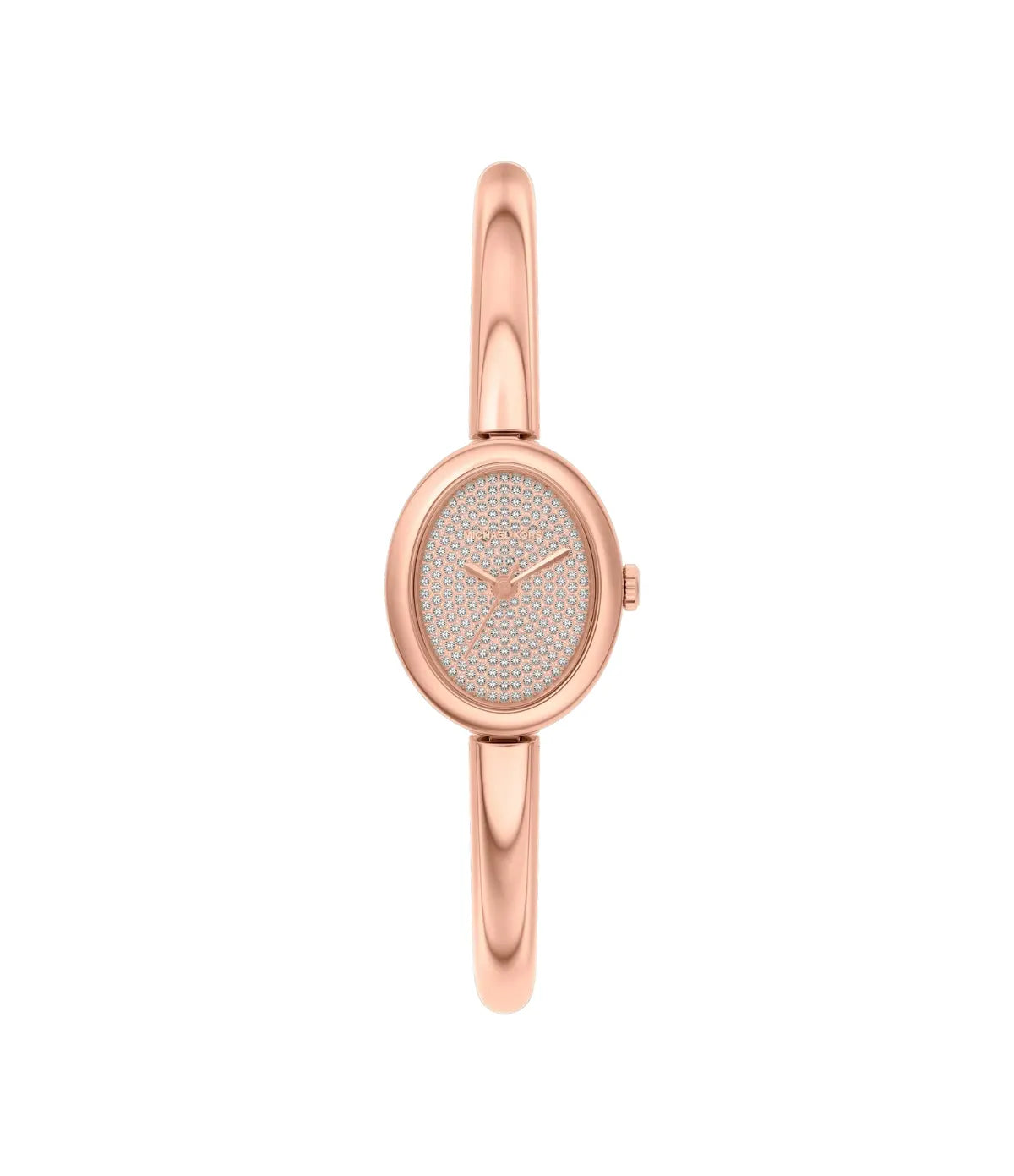Petite Maude 24mm Rose Gold-Tone Bangle Watch MK7594 front view - women's Michael Kors watch with rose gold dial and rose gold finish, available in Sri Lanka at Time Vault
