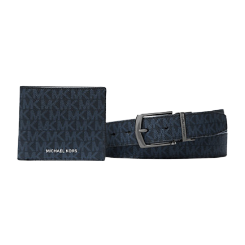 Signature Logo Billfold Wallet And Belt Gift Set