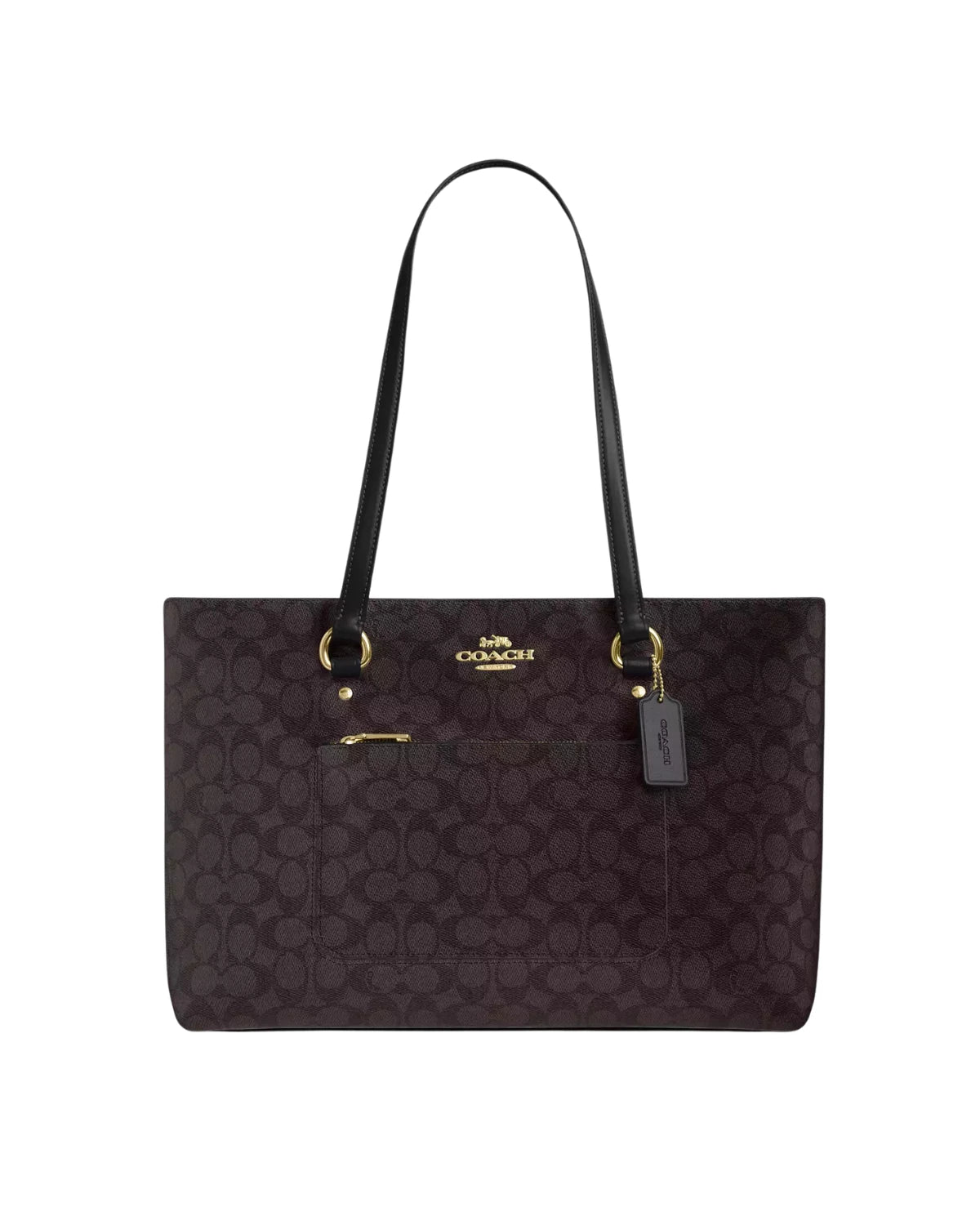 Coach Station Tote Bag in Signature Canvas CCD69 front view - women's large canvas and leather tote bag, available in Sri Lanka at time vault