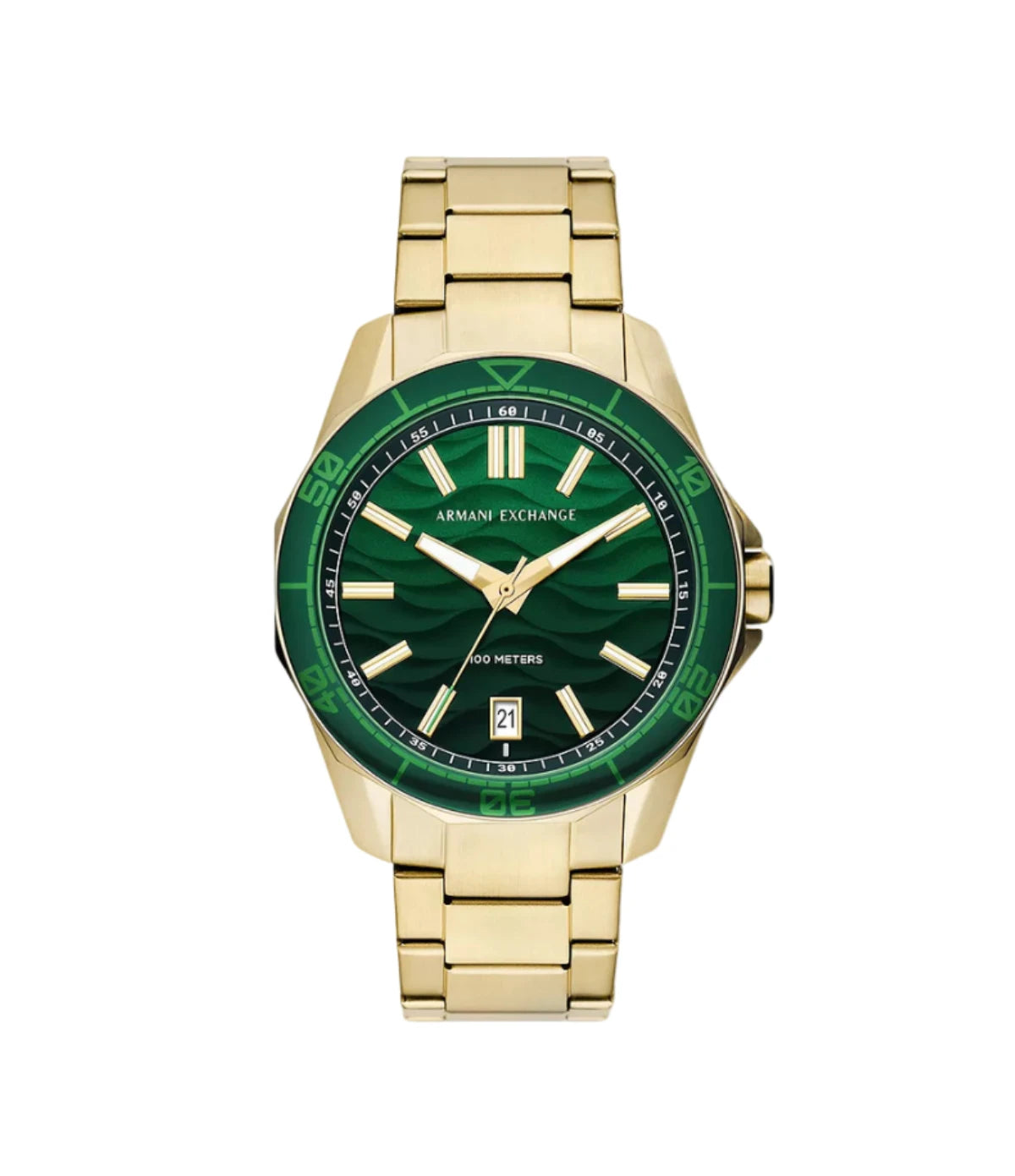 Armani Exchange Three Hand Date Gold-Tone Stainless Steel Watch