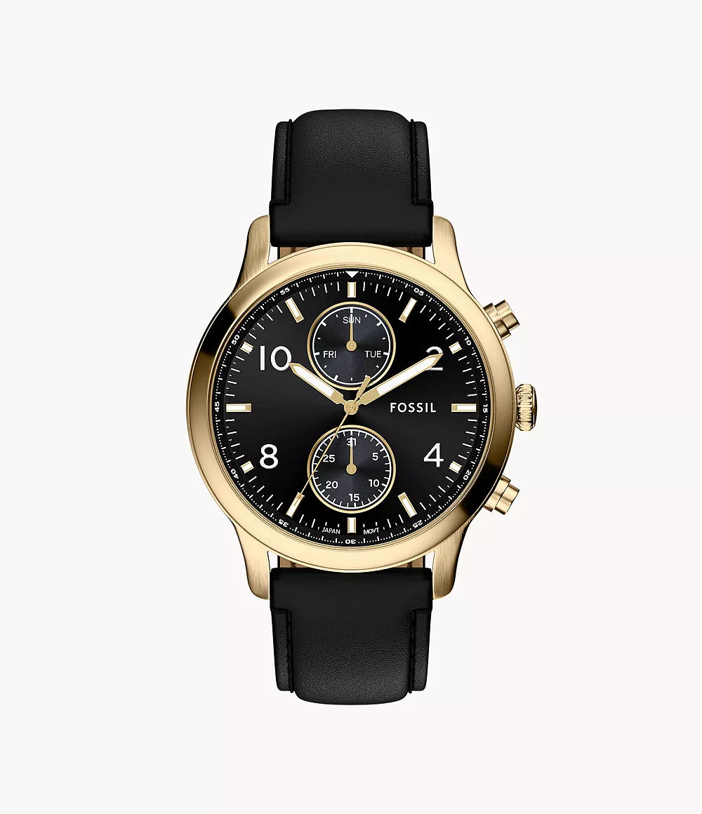 Fossil Bennett Multifunction Black Leather Watch