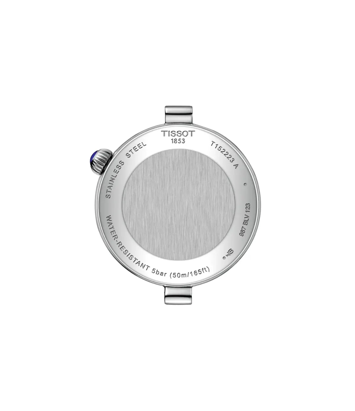 Back view of the Tissot Desir 29.6mm T152.223.11.493.00 stainless steel case back