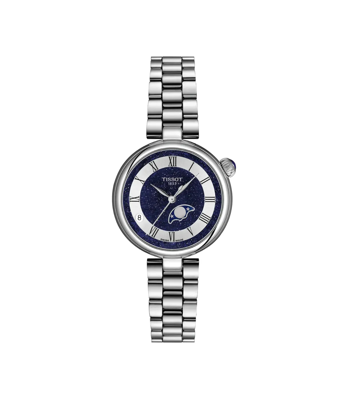 Tissot Desir 29.6mm T152.223.11.493.00 front view - women's stainless steel watch with midnight blue dial, available in Sri Lanka at Time Vault