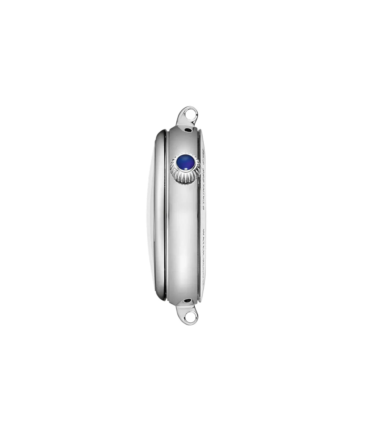 Side profile of the Tissot Desir 29.6mm T152.223.11.493.00 showing the domed sapphire crystal and 316L stainless steel case thickness