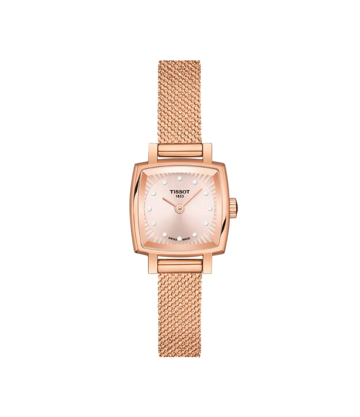 Tissot Lovely Square 20x20mm T058.109.33.456.00 front view - women's golden PVD stainless steel watch with cream dial, available in Sri Lanka at Time Vault