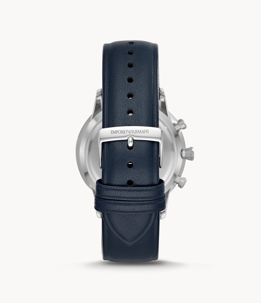 EMPORIO ARMANI MEN'S CHRONOGRAPH BLUE LEATHER WATCH – Time Vault