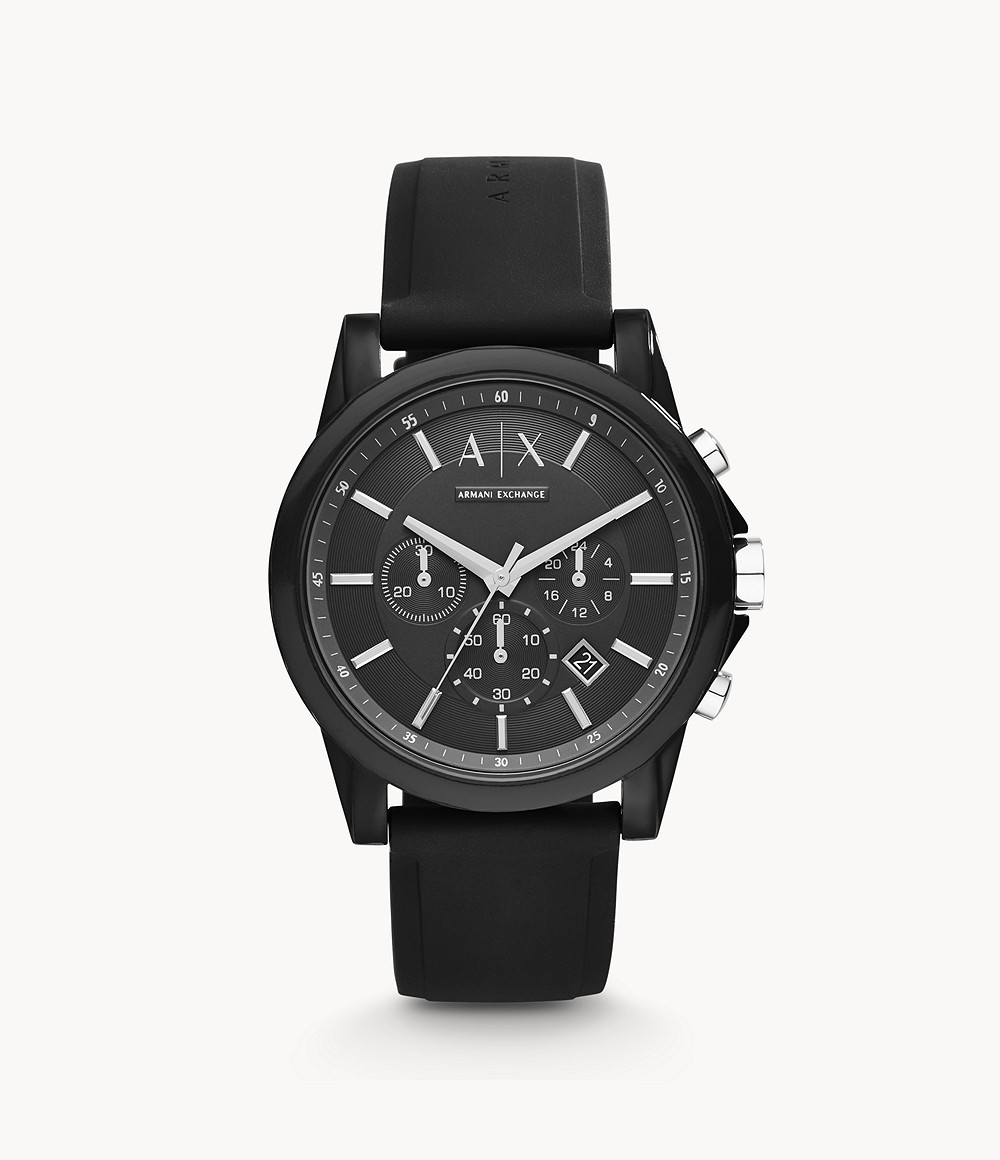 armani black silicone watch