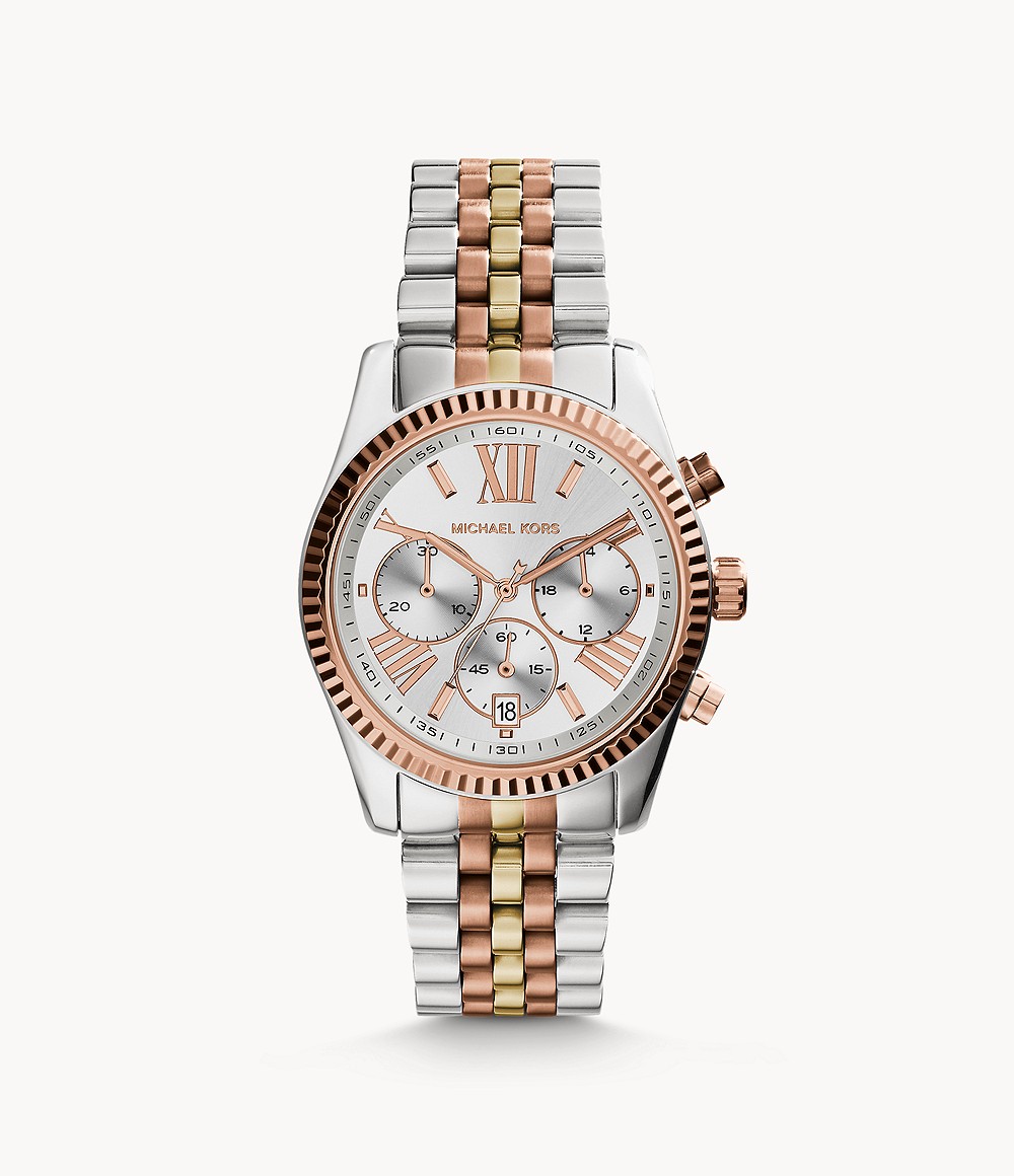 mk tri tone watch